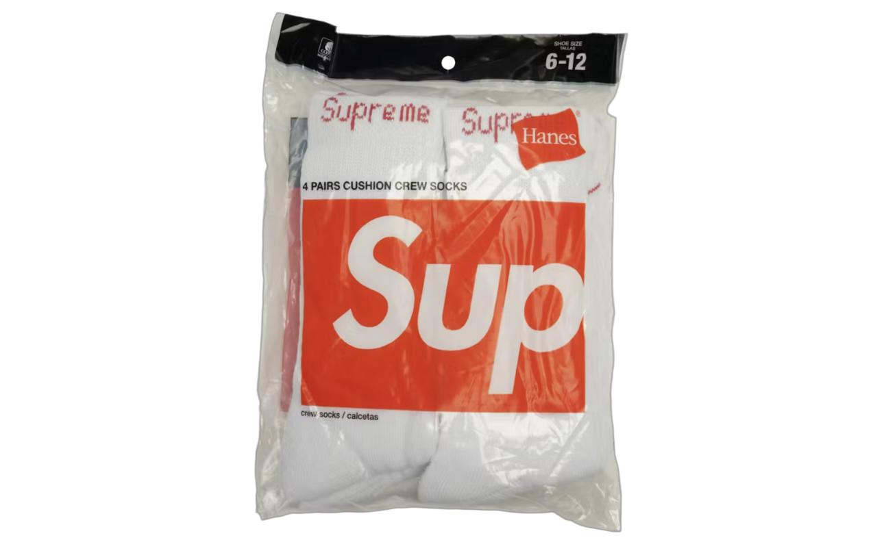 White Supreme socks